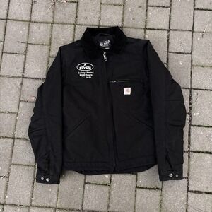 Carhartt 103828 BLK Black Blanket Lined Detroit Jacket Size Small Company Logo